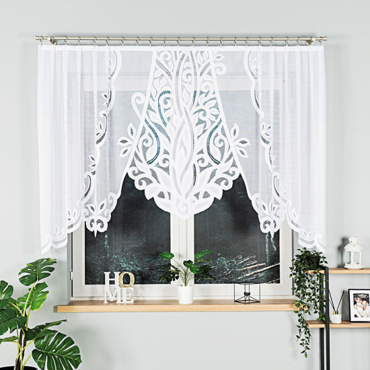 POLA Biała firanka gotowa żakardowa z podcięciem 250x130 cm