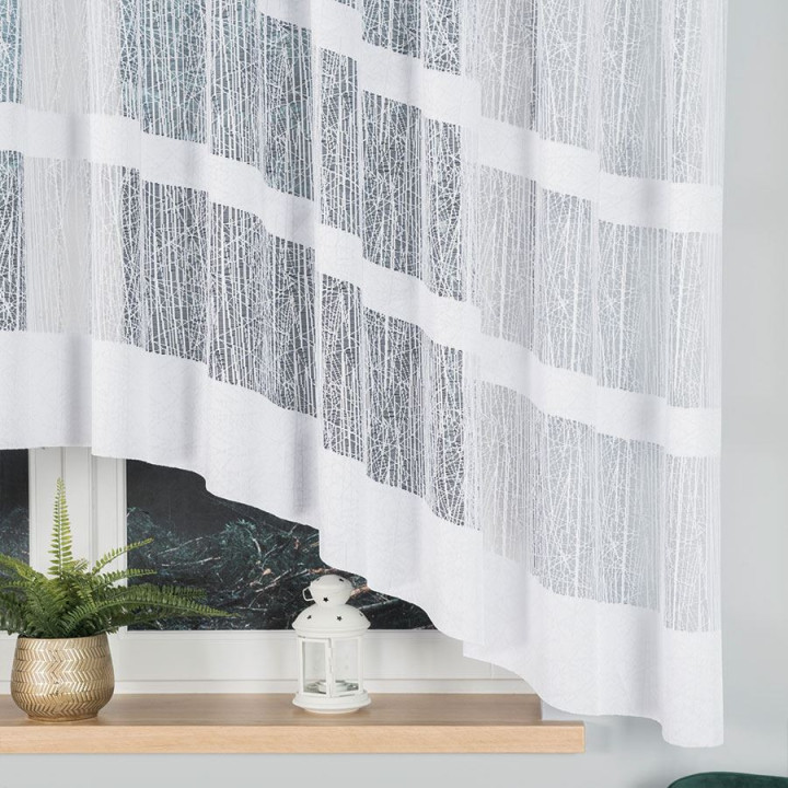 WIKTORIA Biała firanka gotowa żakardowa z podcięciem 410x160 cm
