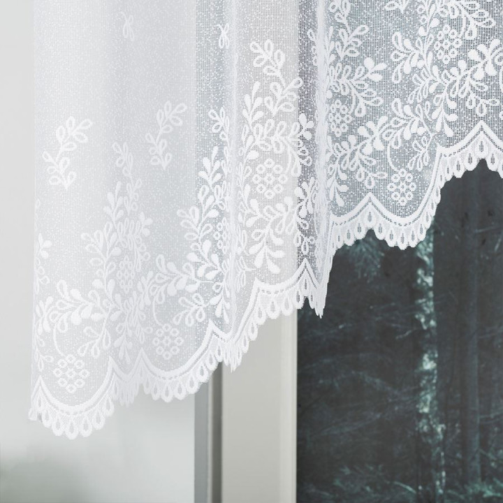 KAROLINA Biała firanka gotowa żakardowa z podcięciem 300x120 cm
