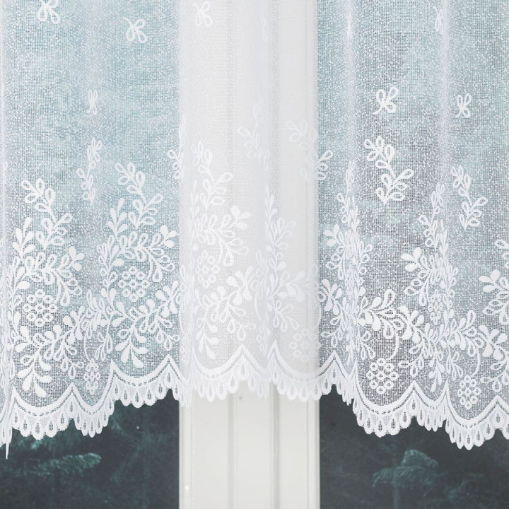 KAROLINA Biała firanka gotowa żakardowa z podcięciem 300x120 cm