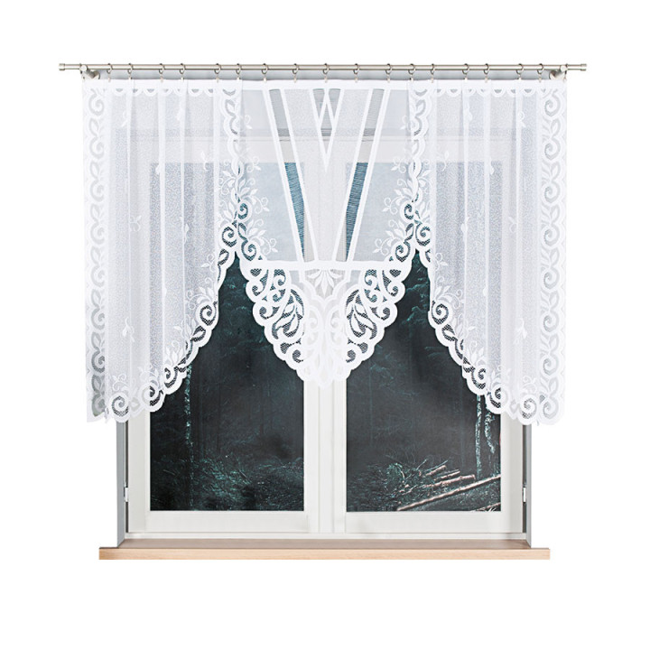 ROZALIA Biała firanka gotowa żakardowa z podcięciem 250x120 cm