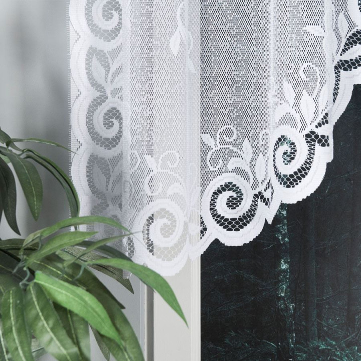 ROZALIA Biała firanka gotowa żakardowa z podcięciem 250x120 cm