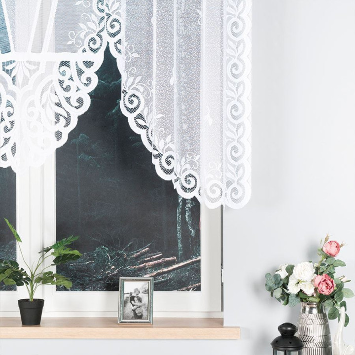 ROZALIA Biała firanka gotowa żakardowa z podcięciem 250x120 cm