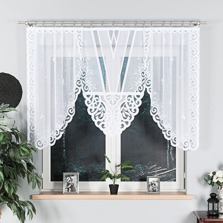 ROZALIA Biała firanka gotowa żakardowa z podcięciem 250x120 cm