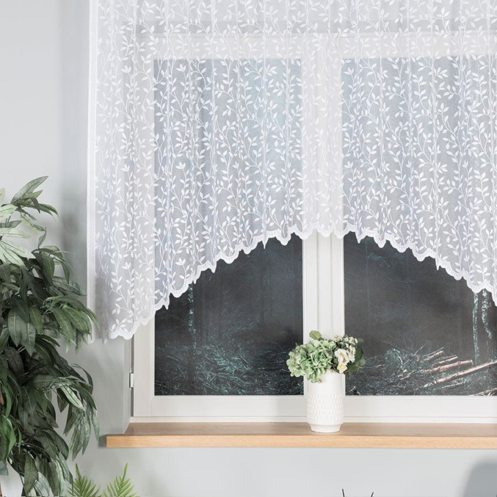ZUZANNA Biała firanka gotowa żakardowa z podcięciem 250x130 cm