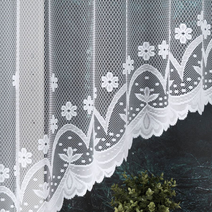 FLORENTYNA Biała firanka gotowa żakardowa z podcięciem 330x120 cm