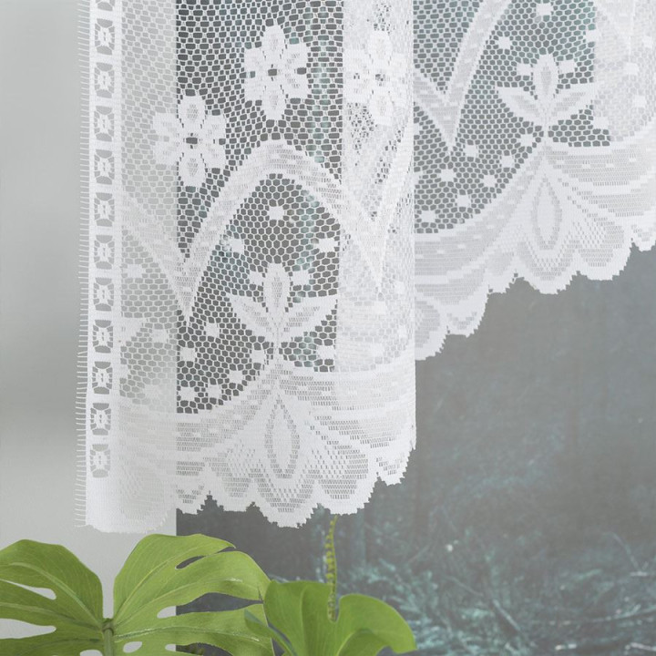 FLORENTYNA Biała firanka gotowa żakardowa z podcięciem 330x120 cm