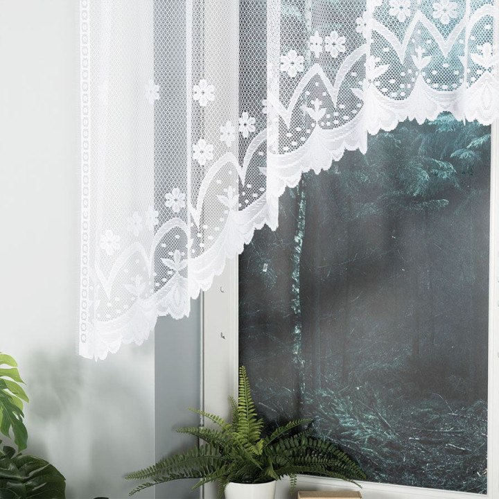 FLORENTYNA Biała firanka gotowa żakardowa z podcięciem 330x120 cm