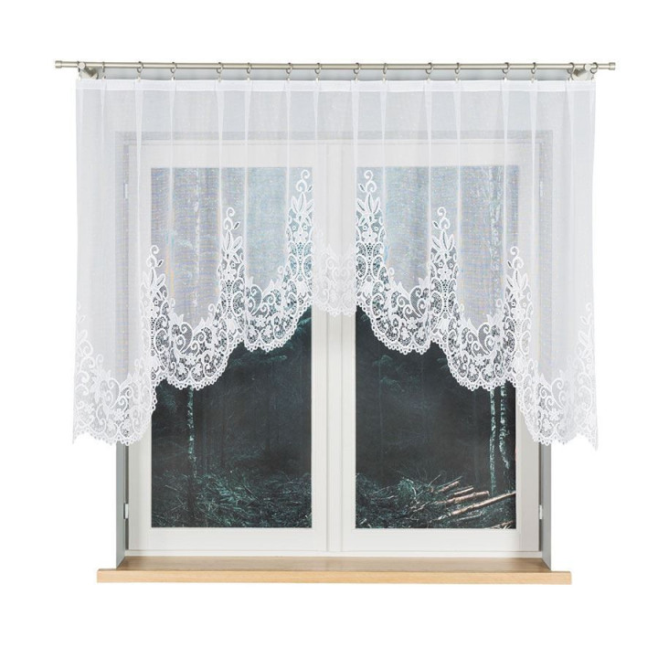 BERENIKA Biała firanka gotowa żakardowa z podcięciem 250x120 cm