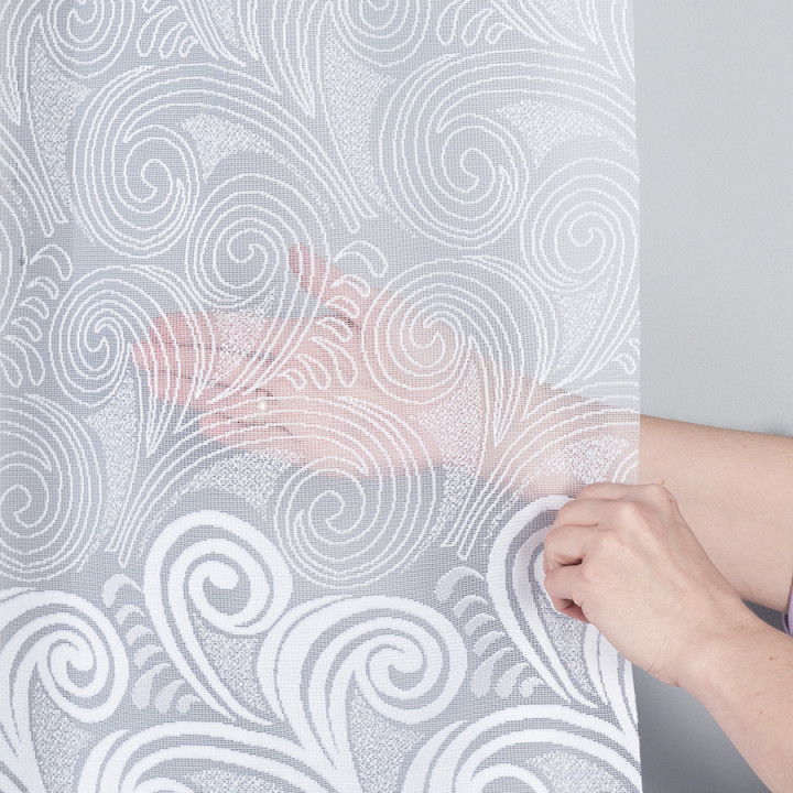 KINGA Biała firanka gotowa żakardowa z podcięciem 600x160 cm