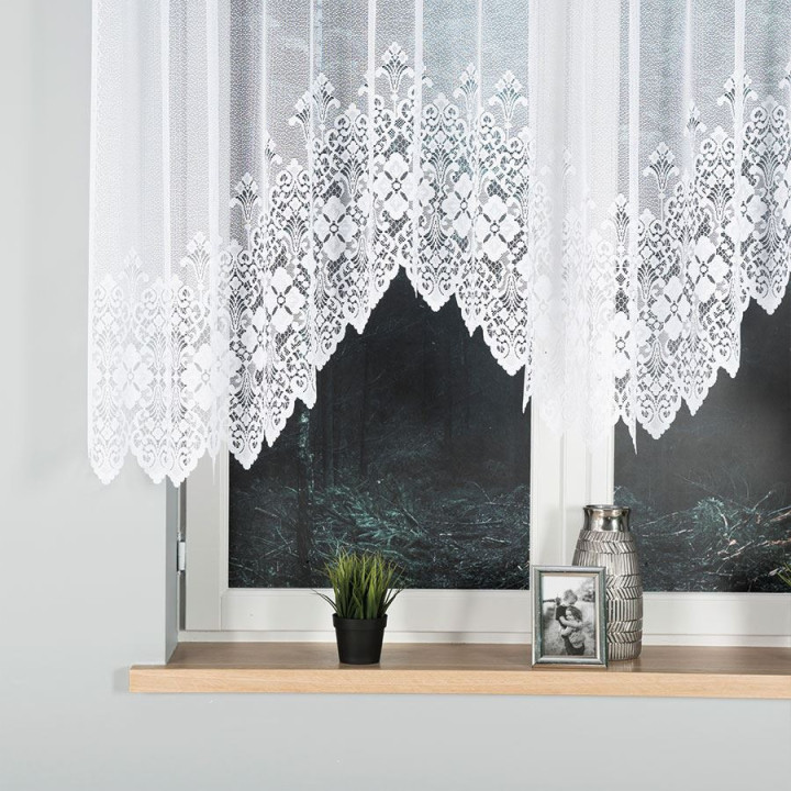 NADIA Biała firanka gotowa żakardowa z podcięciem 300x130 cm