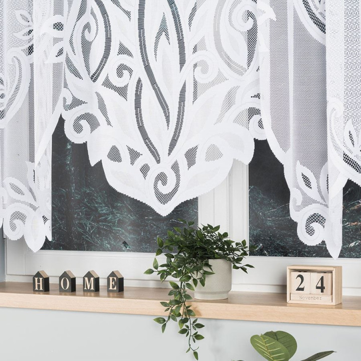 POLA Biała firanka gotowa żakardowa z podcięciem 500x160 cm