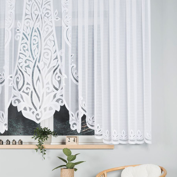 POLA Biała firanka gotowa żakardowa z podcięciem 500x160 cm