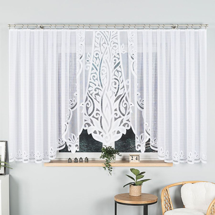 POLA Biała firanka gotowa żakardowa z podcięciem 500x160 cm