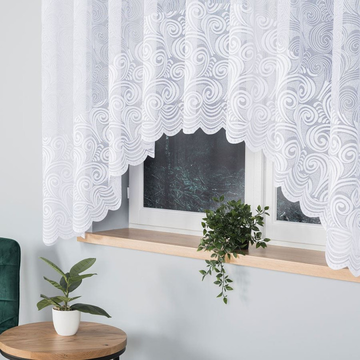 KINGA Biała firanka gotowa żakardowa z podcięciem 300x160 cm