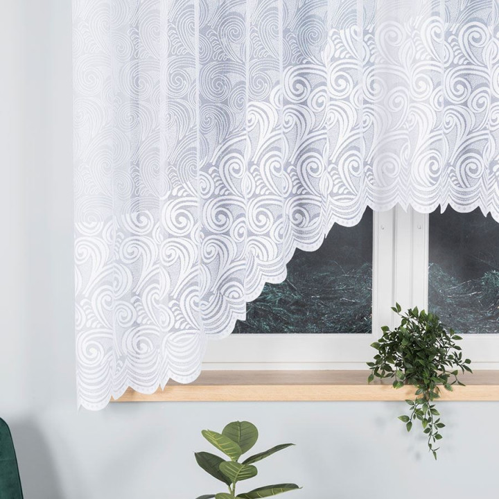 KINGA Biała firanka gotowa żakardowa z podcięciem 300x160 cm
