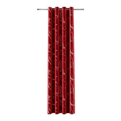 MARMA Zasłona gotowa na przelotkach, szerokość 140cm x wysokość 230cm, kolor 043 czerwony ze srebrnym nadrukiem na VELVI TD0037/