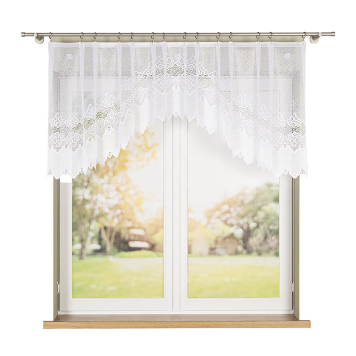 MODESTA Biała firanka gotowa żakardowa z podcięciem 250x80 cm