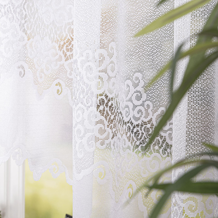 MODESTA Biała firanka gotowa żakardowa z podcięciem 250x80 cm