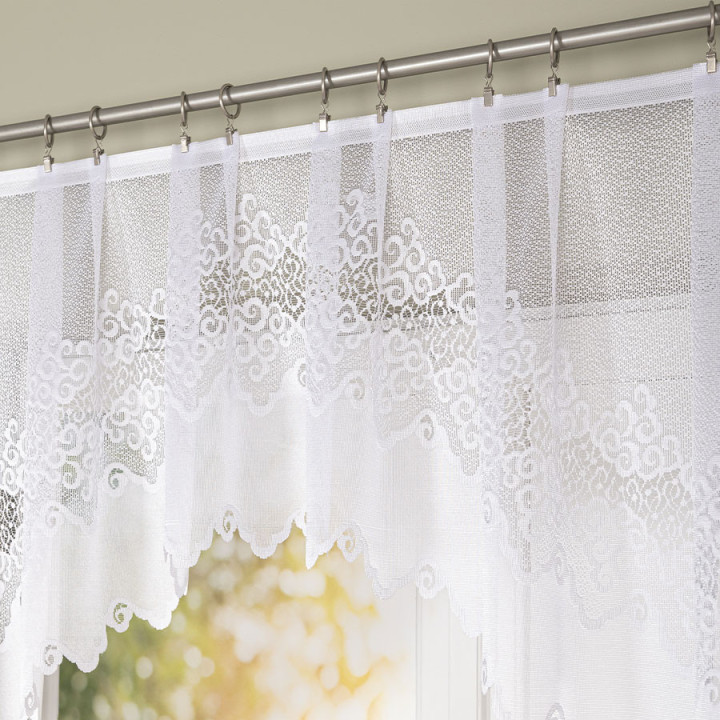 MODESTA Biała firanka gotowa żakardowa z podcięciem 250x80 cm