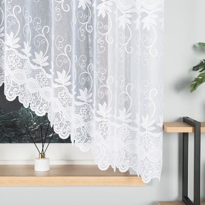 JOWITA Biała firanka gotowa żakardowa z podcięciem 300x160 cm
