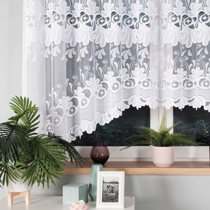 KASJANA Biała firanka gotowa żakardowa z podcięciem 320x160 cm