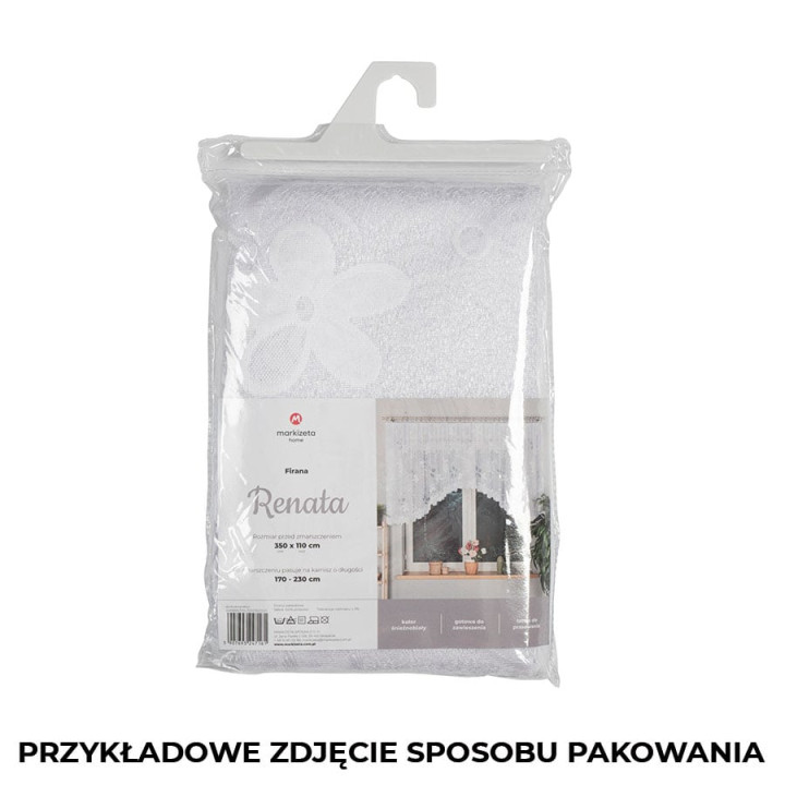 RENATA Biała firanka gotowa żakardowa z podcięciem 350x110 cm