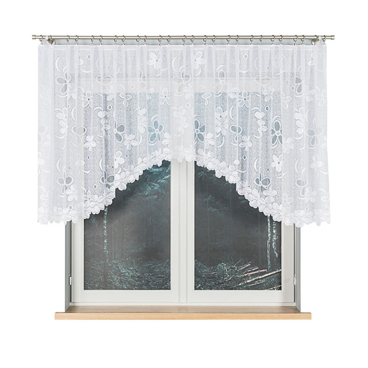 RENATA Biała firanka gotowa żakardowa z podcięciem 350x110 cm