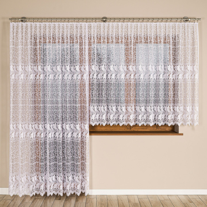 TEOFILA Biała firanka gotowa żakardowa 280x250 cm