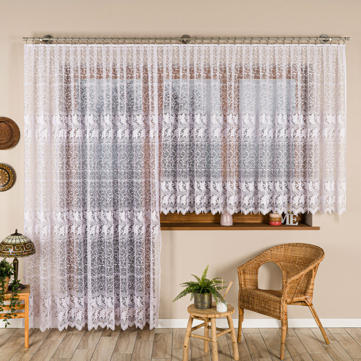 TEOFILA Biała firanka gotowa żakardowa 280x250 cm