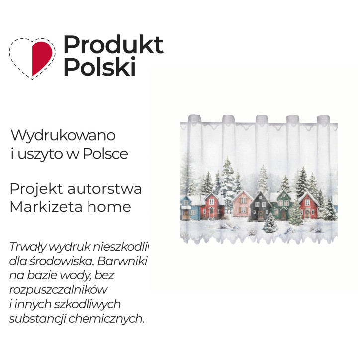 ŚNIEŻNA DOLINA Wielokolorowa zazdrostka z żakardu 150x50 cm