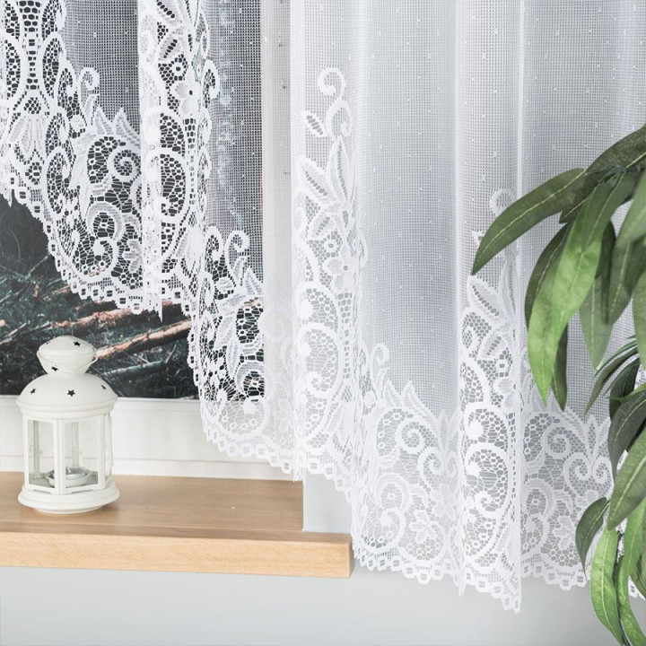 BERENIKA Biała firanka gotowa żakardowa z podcięciem 430x160 cm