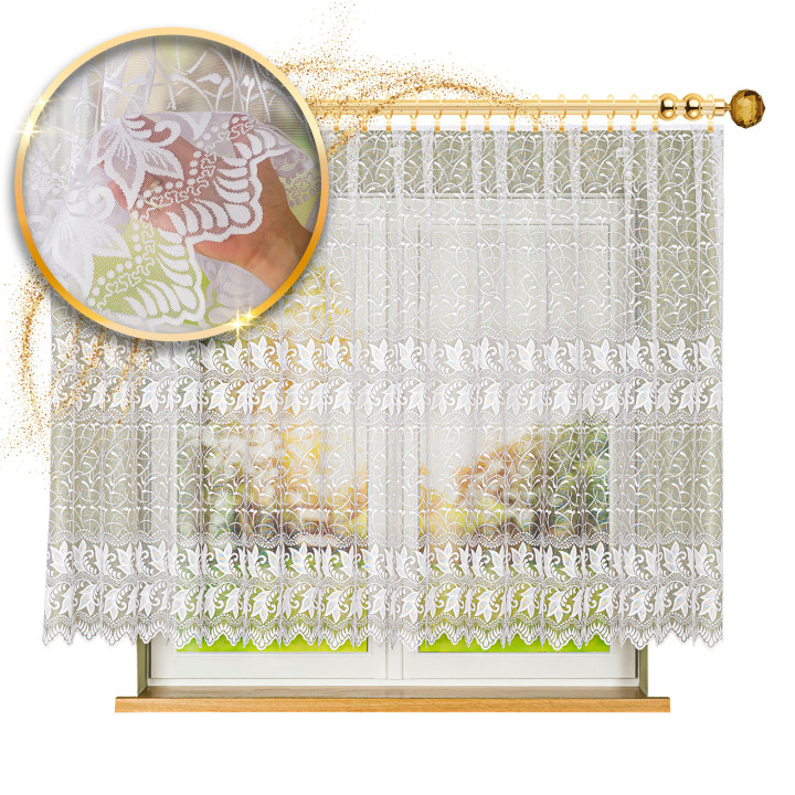 TEOFILA Biała firanka gotowa żakardowa 400x160 cm