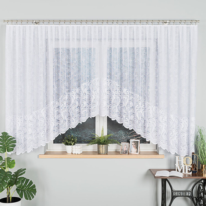 KINGA Biała firanka gotowa żakardowa z podcięciem 530x160 cm