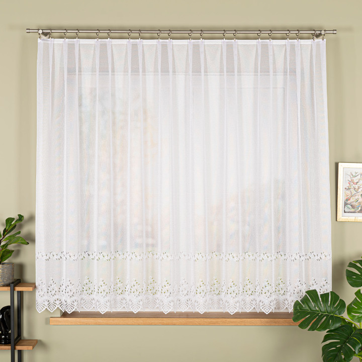 018534 Biała firanka gotowa żakardowa 300x160 cm