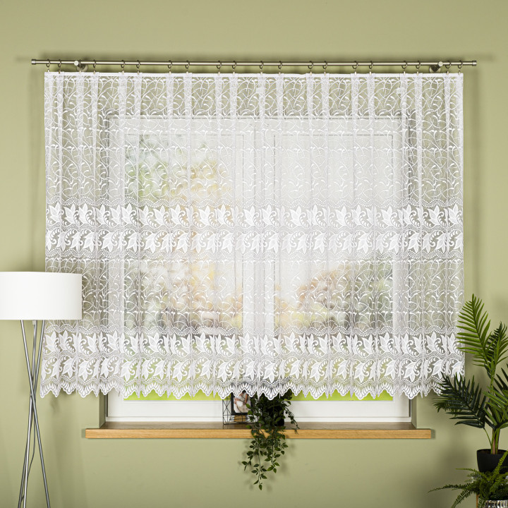TEOFILA Biała firanka gotowa żakardowa 300x150 cm