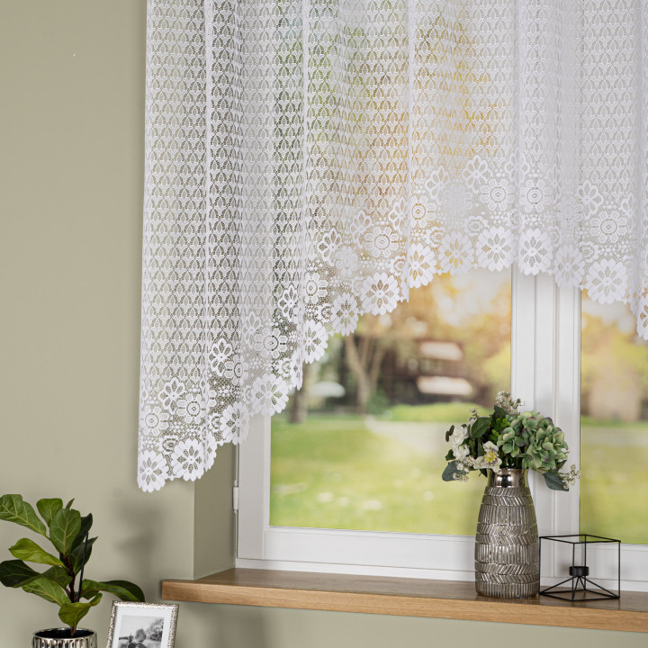 FAUSTYNA Biała firanka gotowa żakardowa z podcięciem 250x120 cm