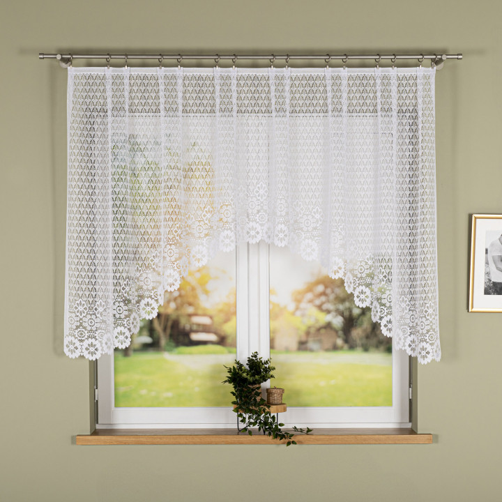 FAUSTYNA Biała firanka gotowa żakardowa z podcięciem 250x120 cm
