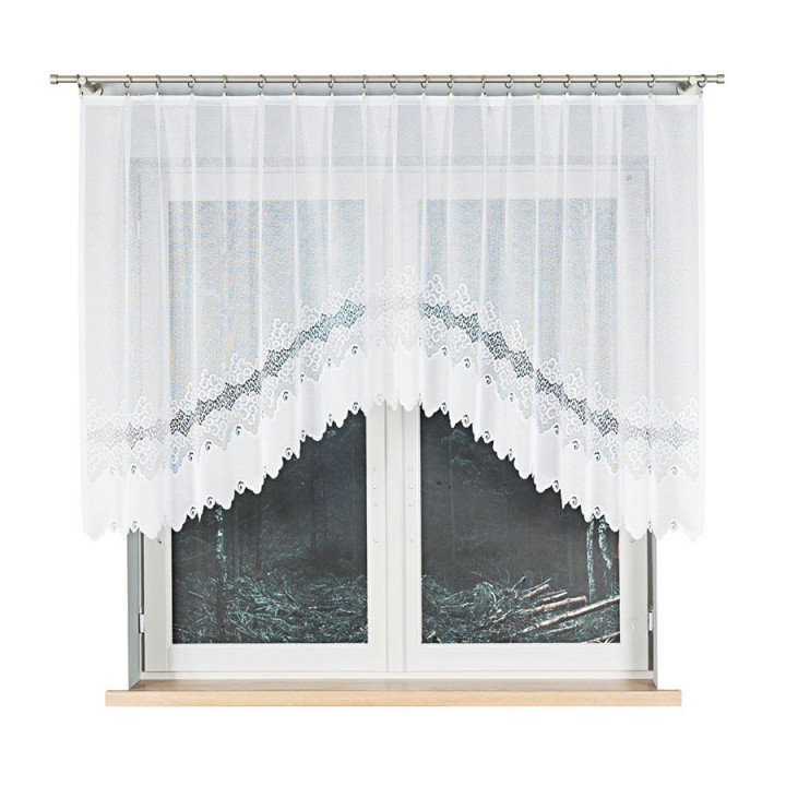 MODESTA Biała firanka gotowa żakardowa z podcięciem 250x120 cm