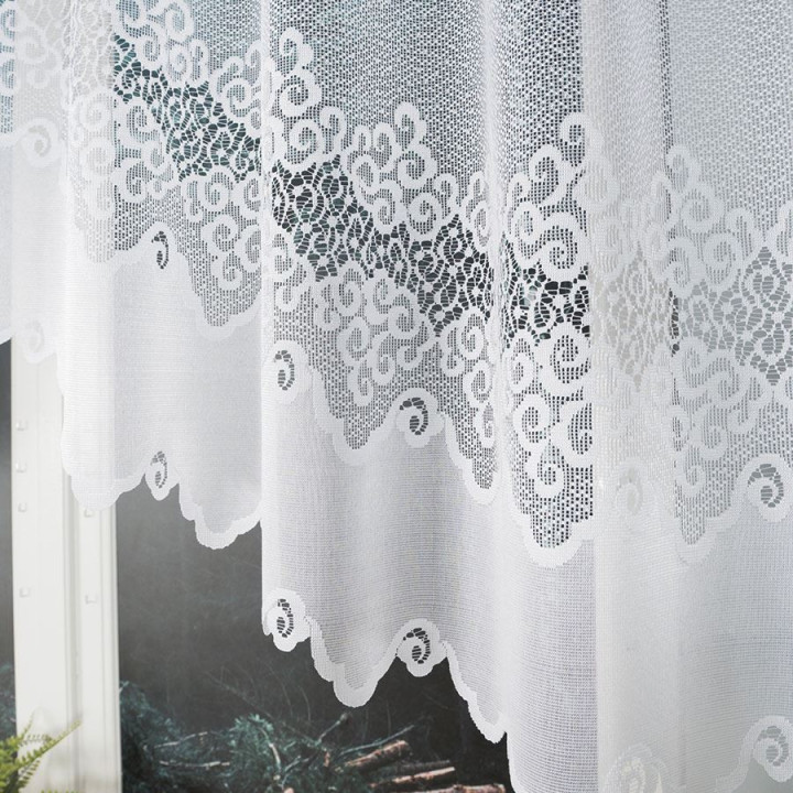 MODESTA Biała firanka gotowa żakardowa z podcięciem 250x120 cm