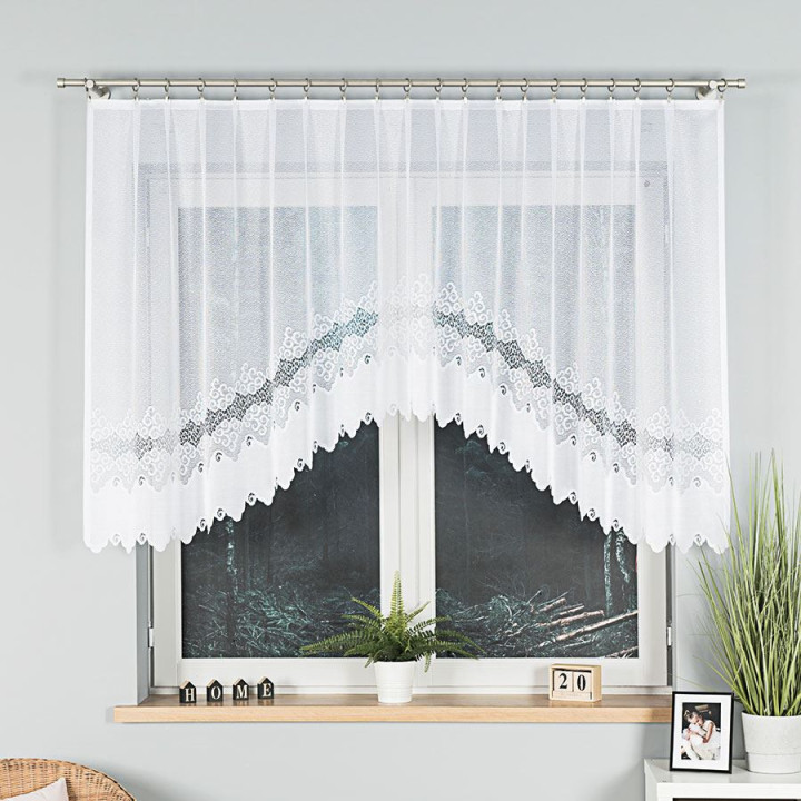 MODESTA Biała firanka gotowa żakardowa z podcięciem 250x120 cm