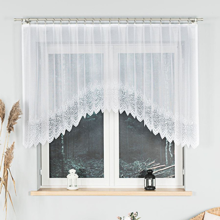 VIOLETTA Biała firanka gotowa żakardowa z podcięciem 250x120 cm