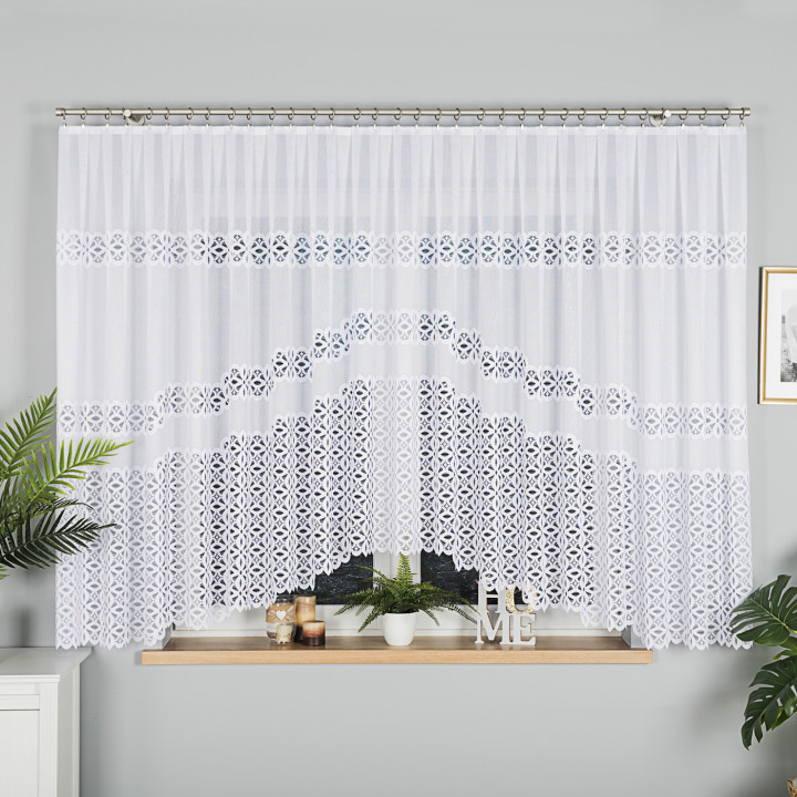 ADRIANNA Biała firanka gotowa żakardowa z podcięciem 450x160 cm