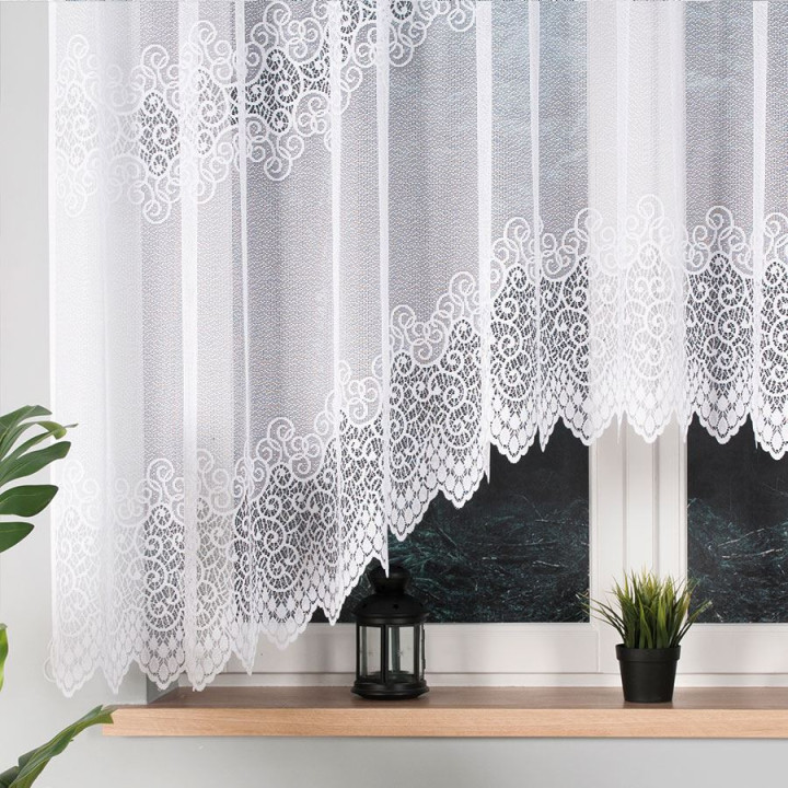 VIOLETTA Biała firanka gotowa żakardowa z podcięciem 300x160 cm