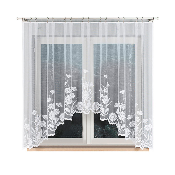 ARALIA Biała firanka gotowa żakardowa z podcięciem 300x160 cm
