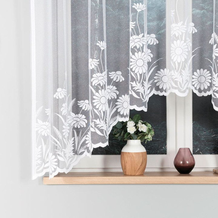 ARALIA Biała firanka gotowa żakardowa z podcięciem 300x160 cm